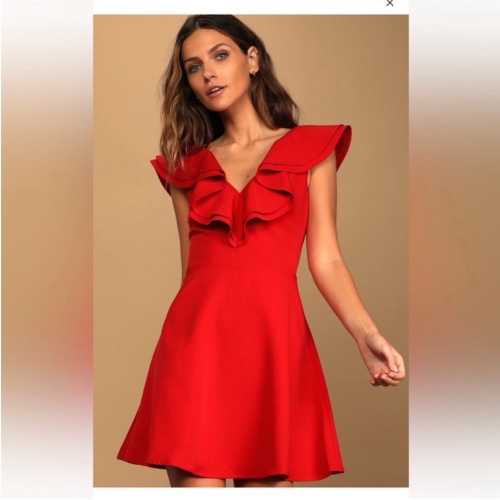 NWT Lulus RED Divine Darling Skater Dress